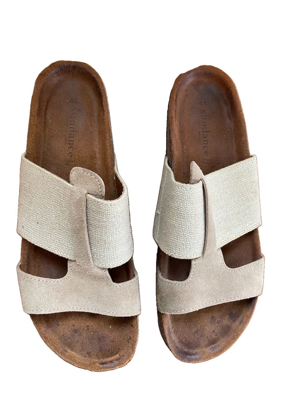 Sundance  Women’s Natural Beige Leather Strap Thong Slip-On Sandals Comfort